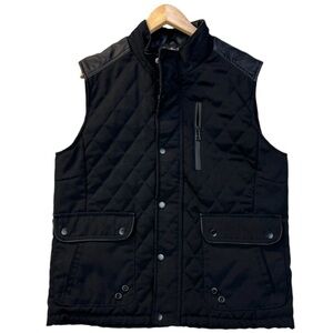 Men's Black Quilted Vest with Snap Closures